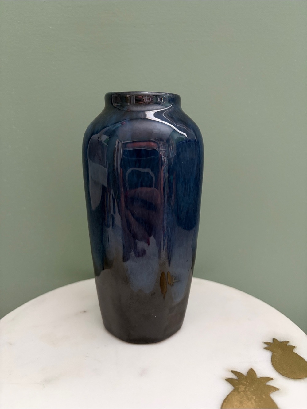 Vintage Blue Mountain Pottery Blue-Black Glossy Vase